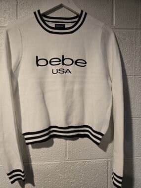 Womens Bebe Crop Sweater white Size M